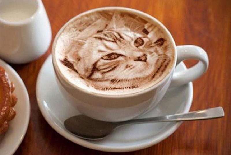 Рисунки на кофе, прикольные фото.
