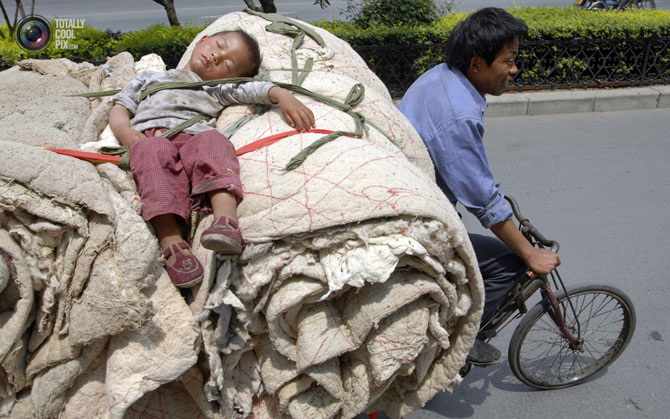 Как спят китайцы, прикольные фотографии.
