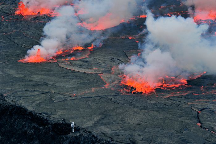 Жерло вулкана Nyiragongo в Африке