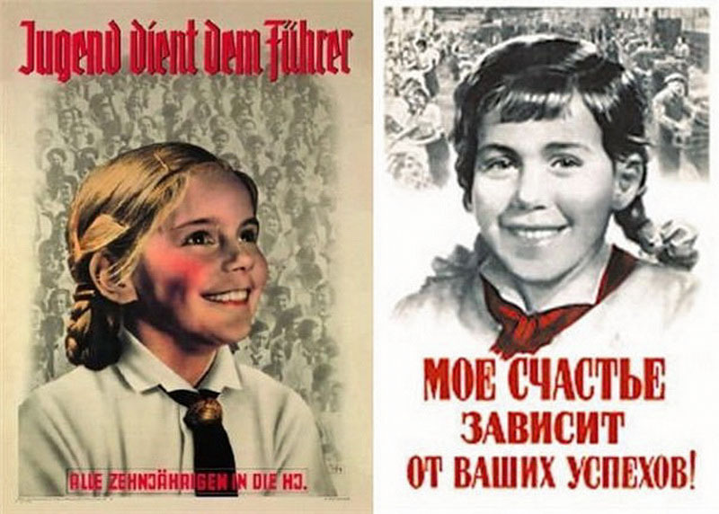 Сходство агитационных плакатов Советского Союза и Третьего Рейха.
