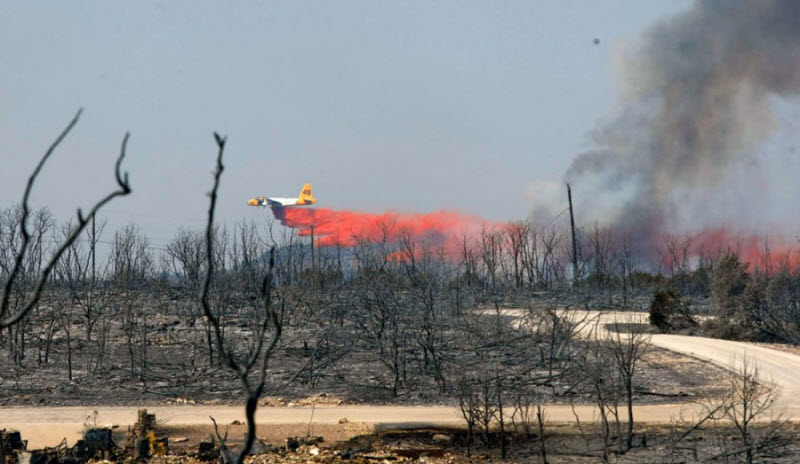 Лесные пожары в Техасе.