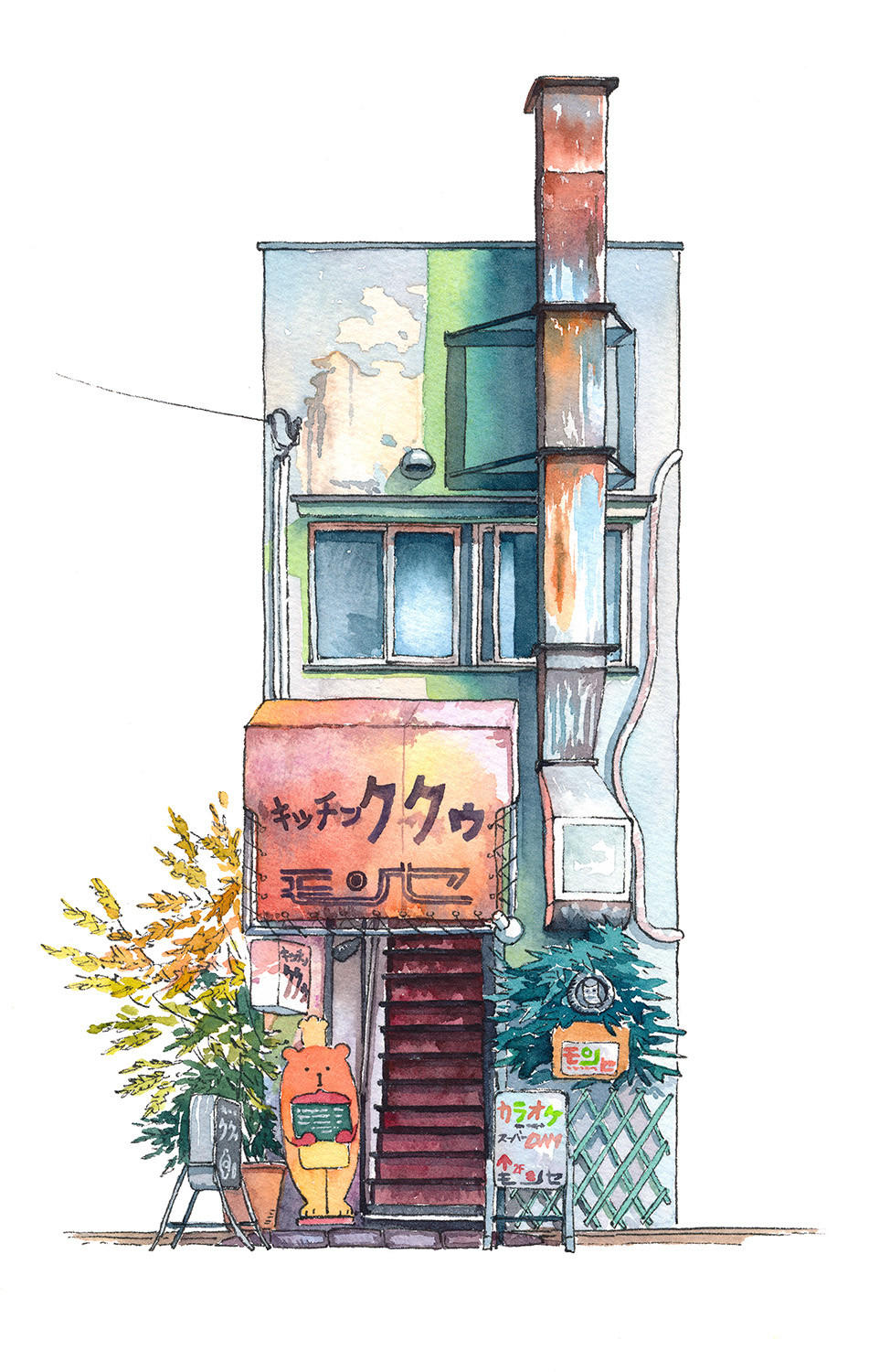 Рисунки уличных японских магазинов