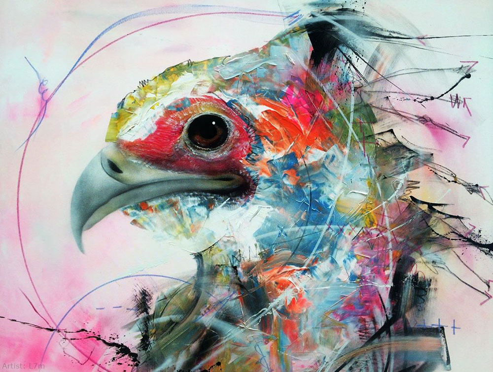 Хаотичные, уличные рисунки птиц