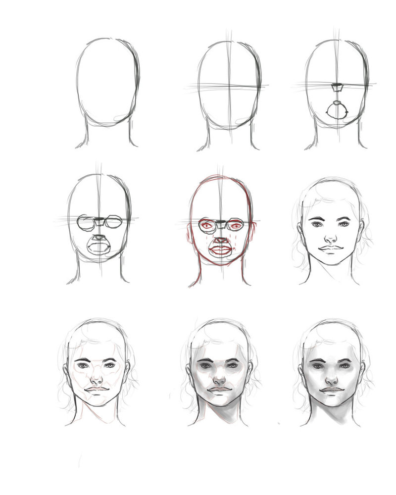 Как нарисовать лицо поэтапно карандашом