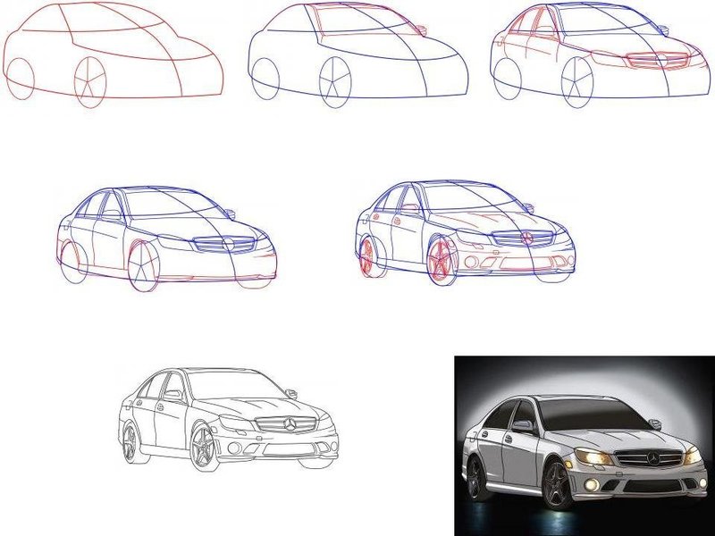 Рисунки карандашом: машины