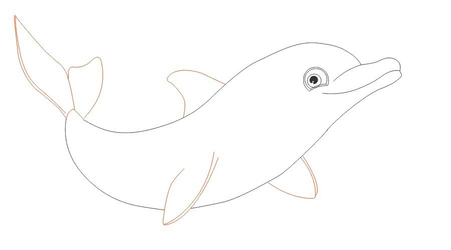 Дельфина нарисовать детям