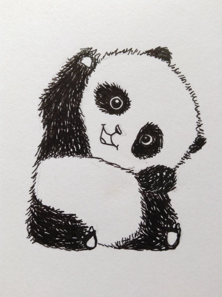 Панда детский рисунок карандашом