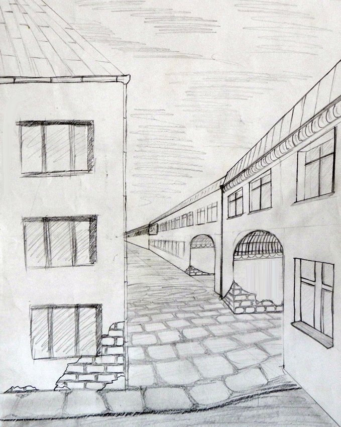 Улица карандашом картинки