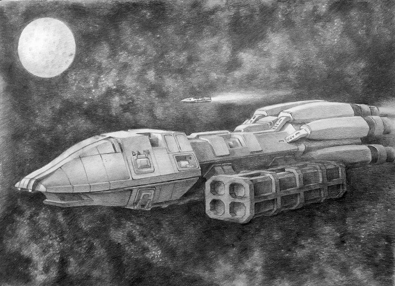 Рисунок космического корабля в космосе