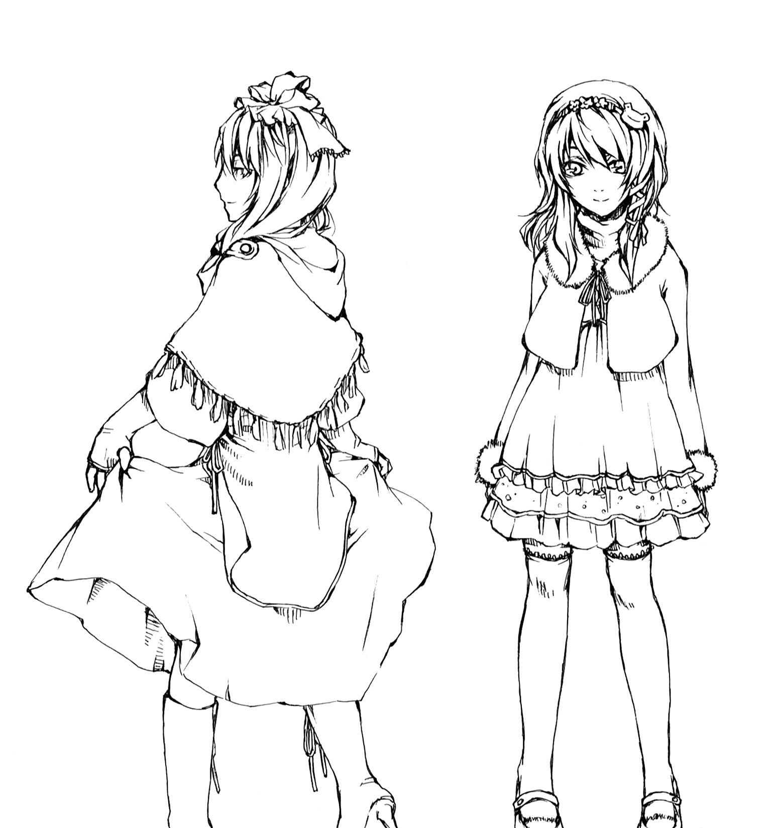 Девушка в платье скетч аниме