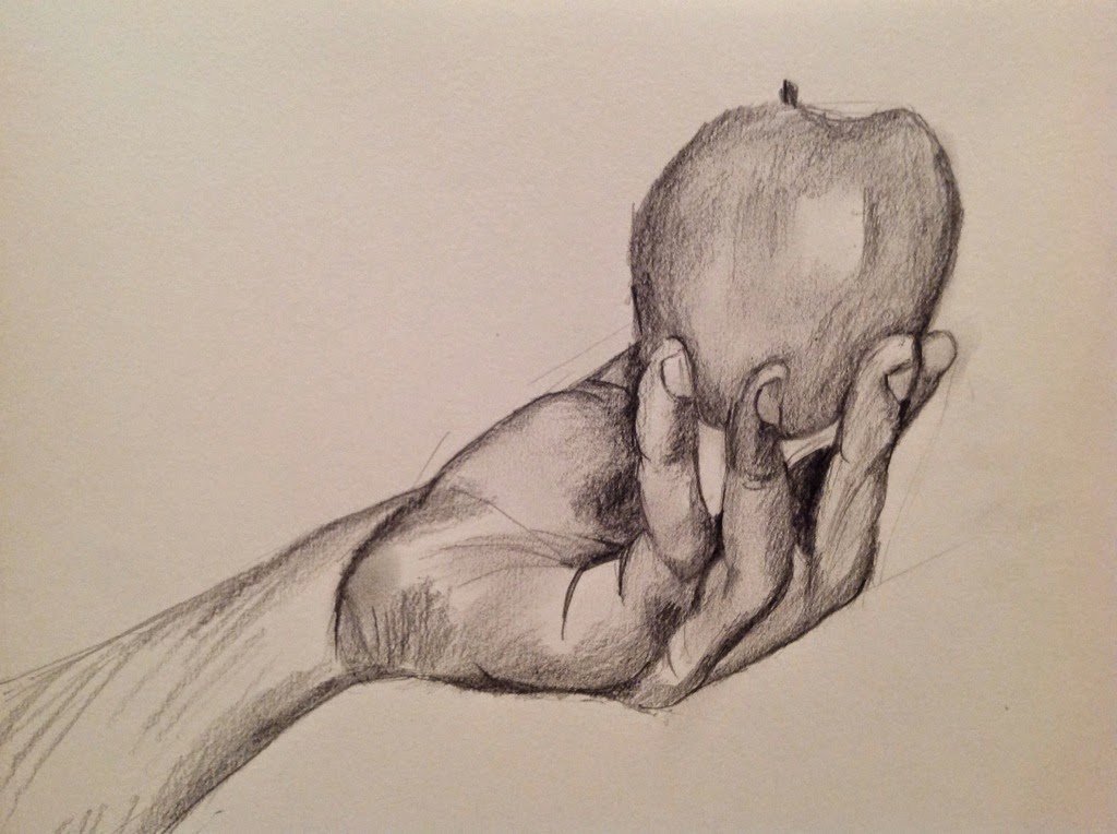 Рука с яблоком рисунок