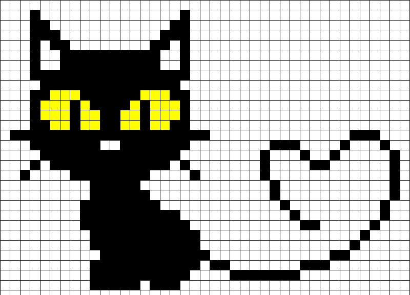 Клеточкам рисунки по клеточкам кошка