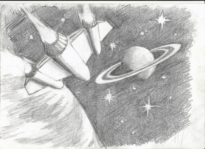 Рисунки космоса простым карандашом