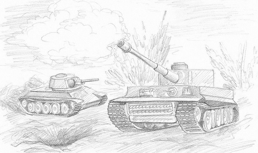 Сложные рисунки карандашом про войну