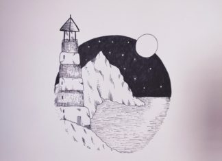 Рисунок маяк в море